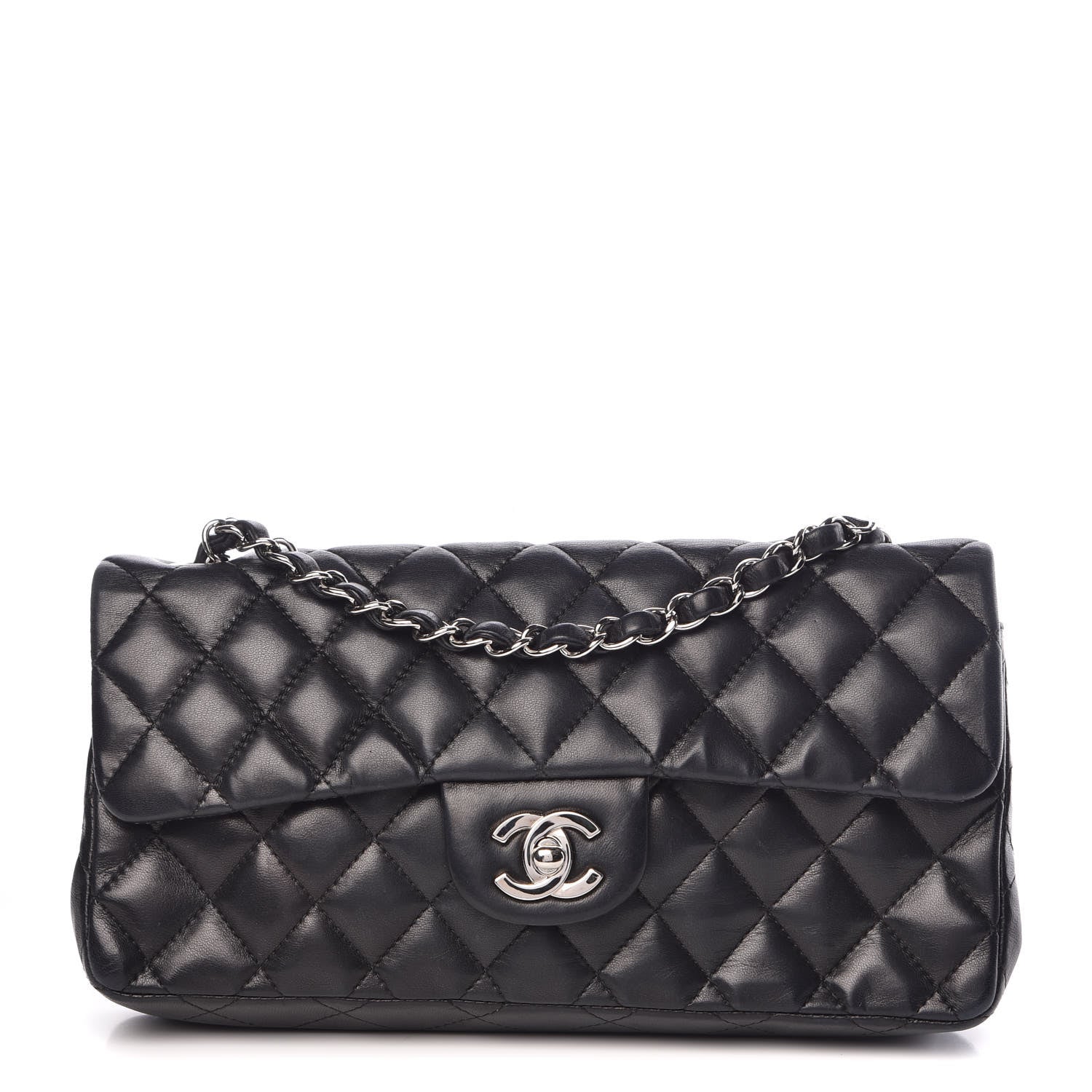 Chanel Lambskin Quilted East West Flap Black 1 of 10