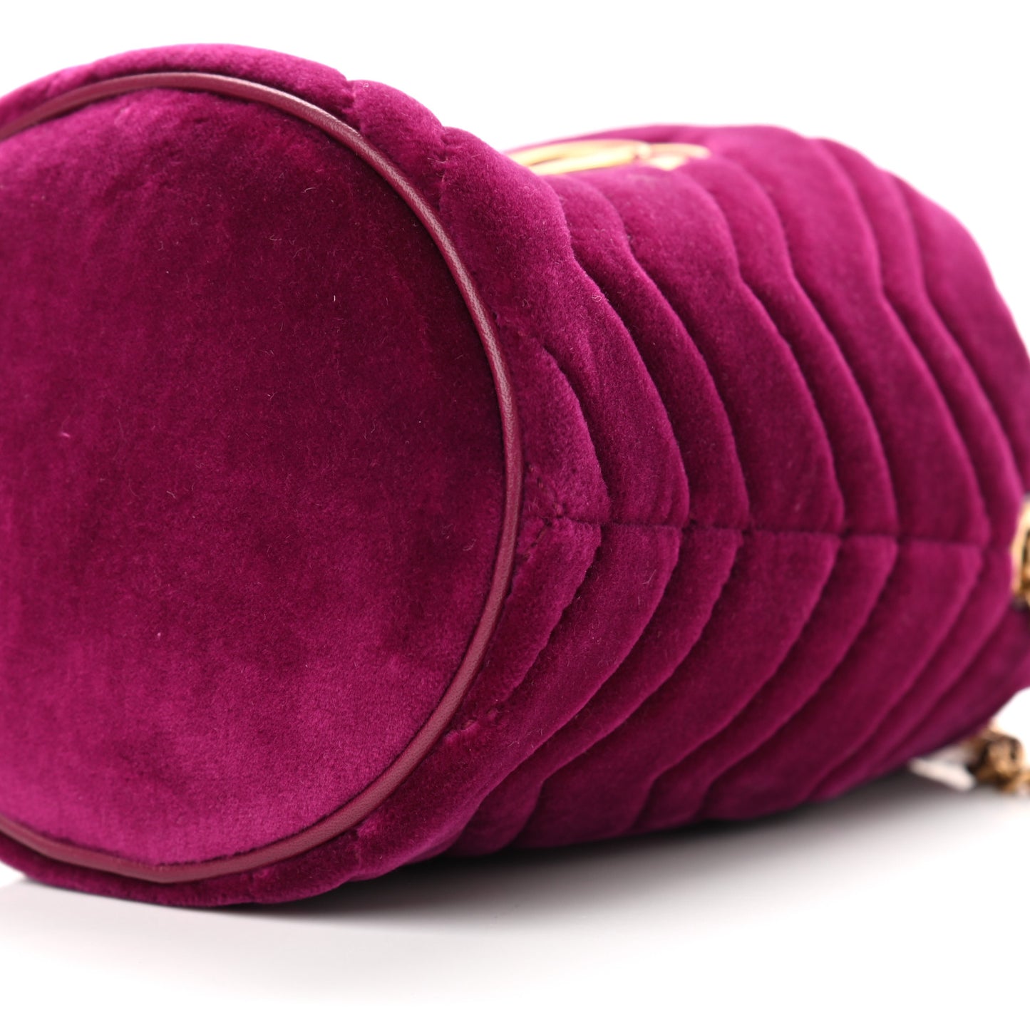 Velvet Matelasse Mini GG Marmont 2.0 Bucket Bag Fuchsia Violet Cyclamen