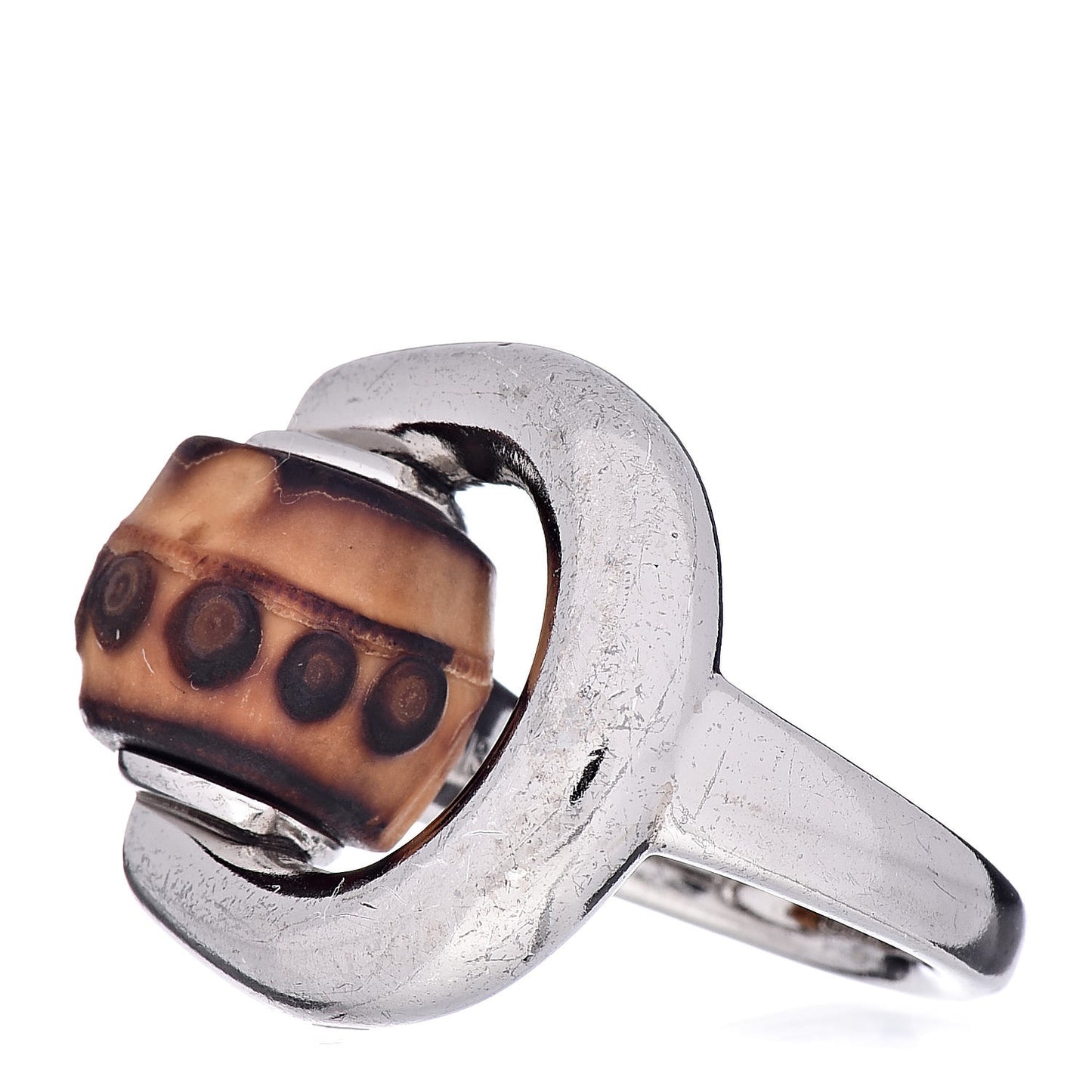 Sterling Silver Bamboo Horsebit Ring 52 6