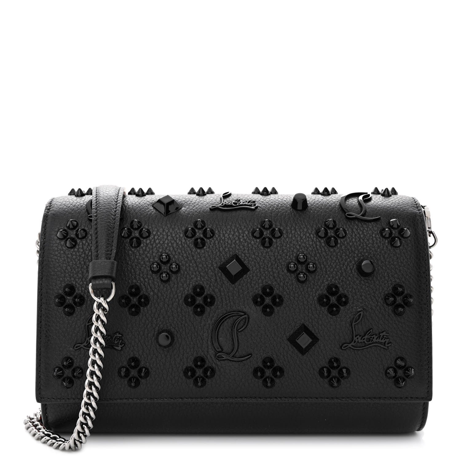 Christian Louboutin Calfskin Spikes Loubinthesky Paloma Clutch Black 1 of 11