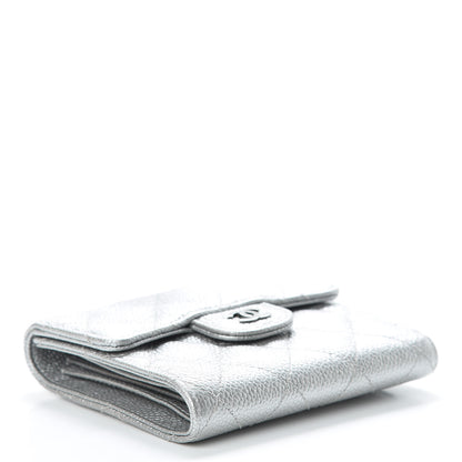 Chanel Metallic Caviar Quilted Compact Flap Wallet Silver 4 of 11