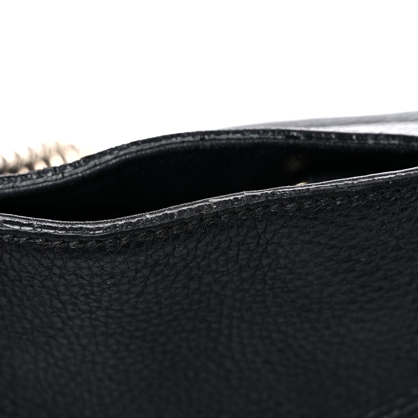 Pebbled Calfskin Medium Soho Chain Shoulder Bag Black
