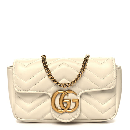 Gucci Calfskin Matelasse Super Mini GG Marmont Shoulder Bag White 1 of 10