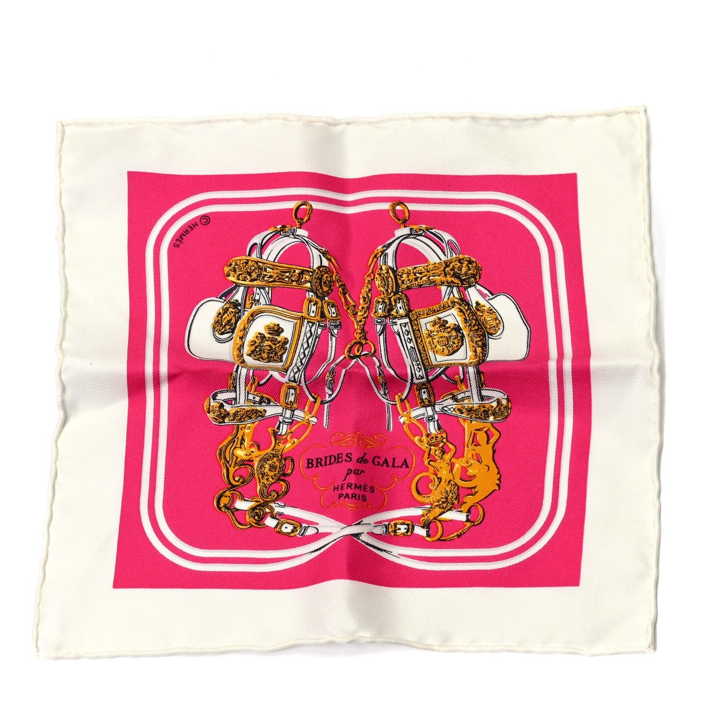 Silk Brides de Gala Nano Scarf 20 White Rose Fuchsia Or