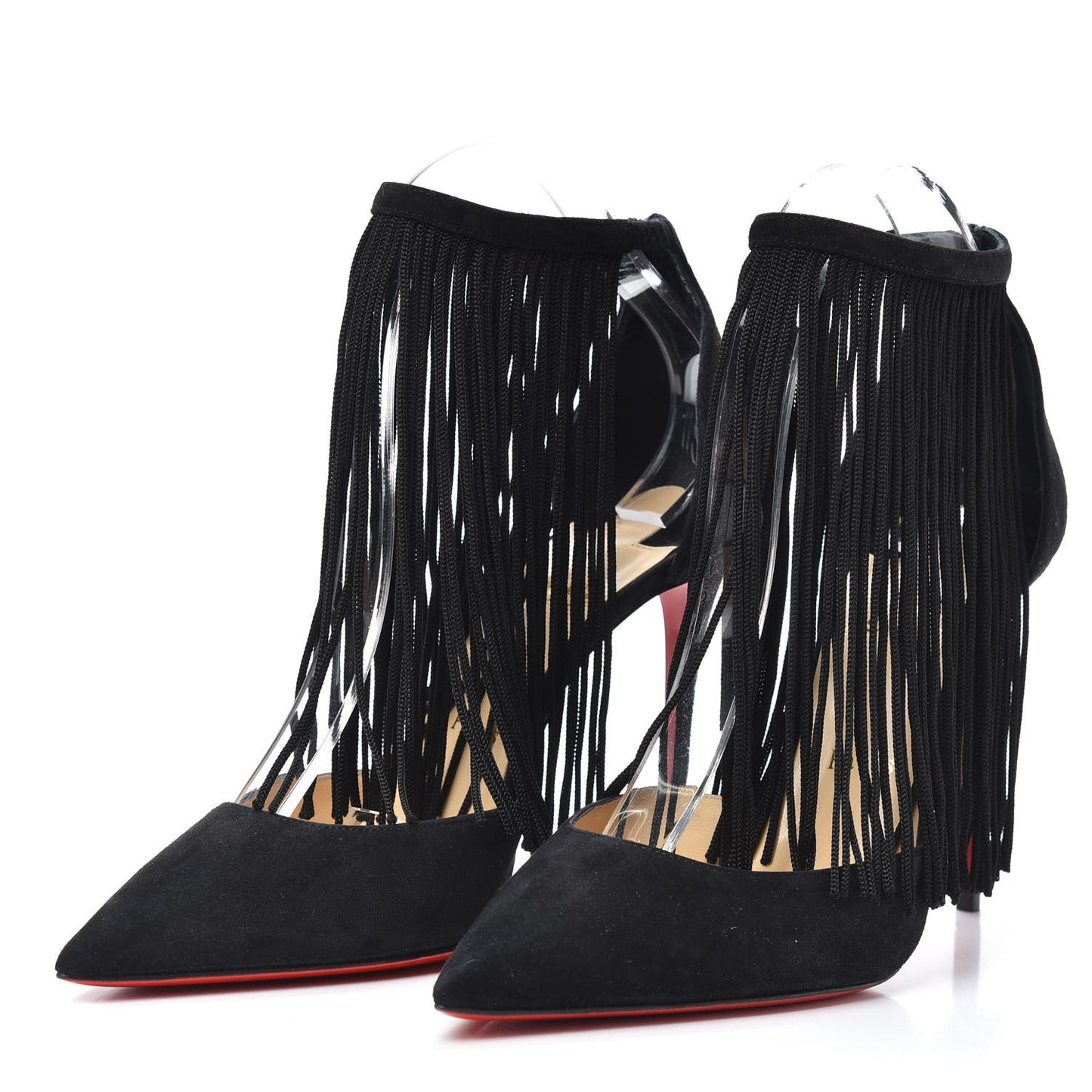 Veau Velours Fringe Courtain 100 Pumps 39.5 Black