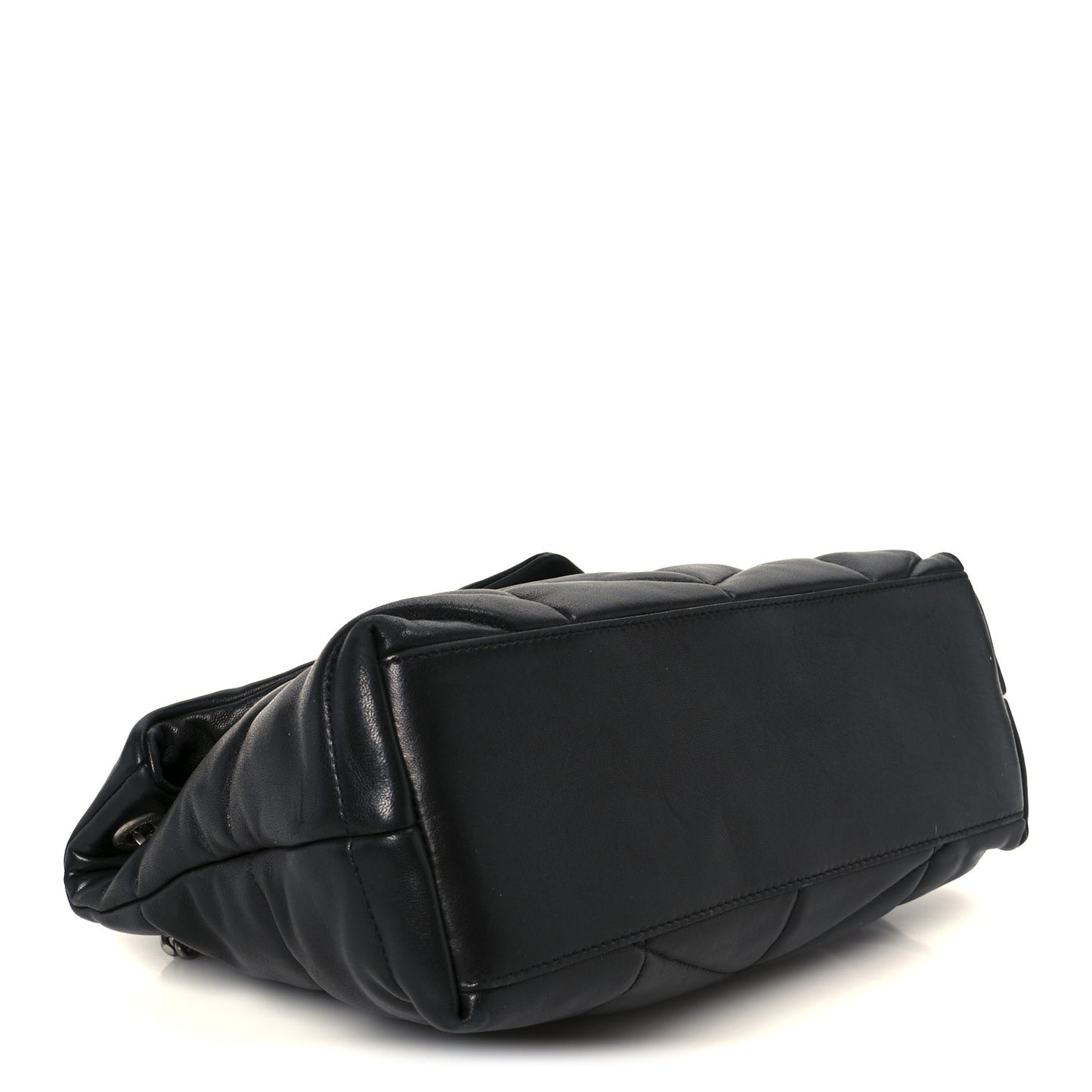 Lambskin Quilted Small Loulou Puffer Monogram Chain Satchel Black