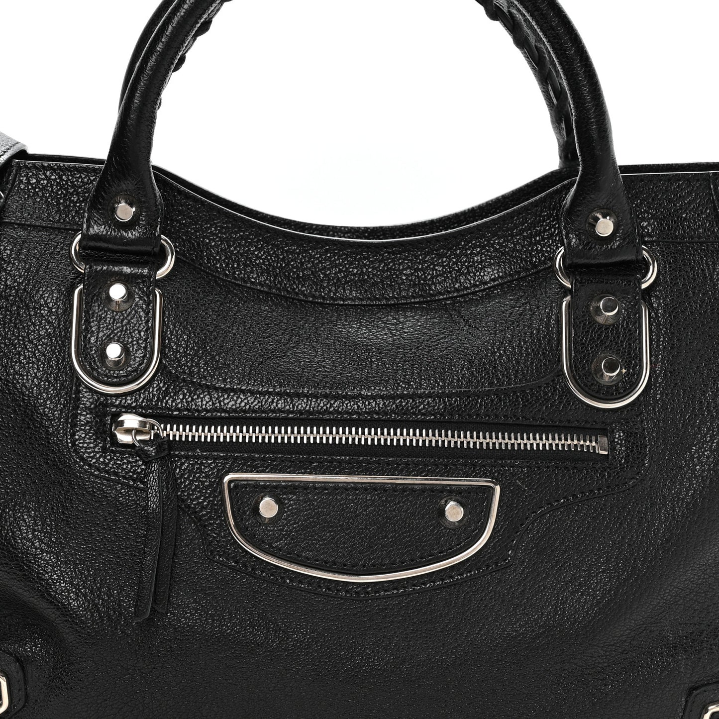 Chevre Silver Metallic Edge Hardware City Black