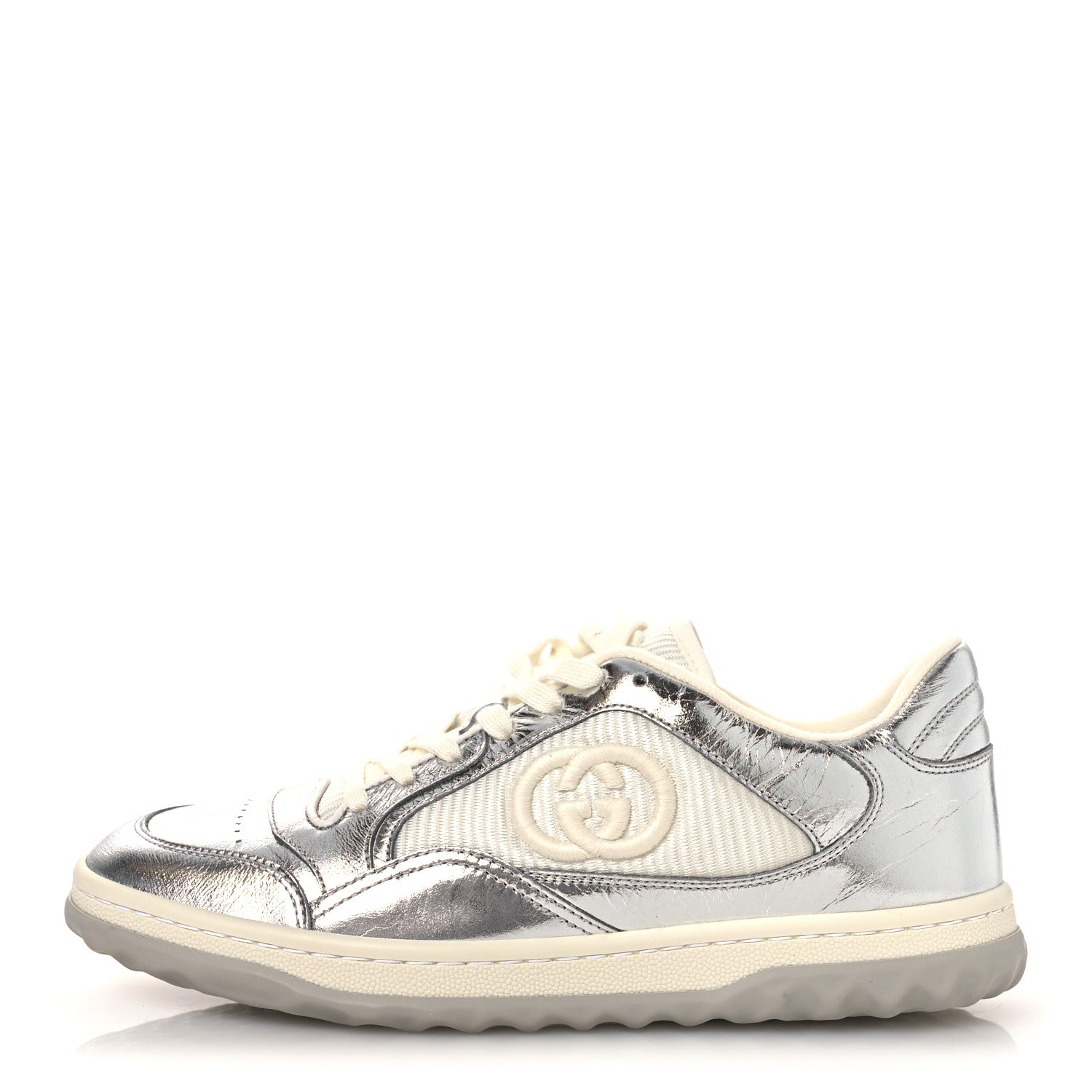 Gucci Ginza Calfskin MAC80 Womens Sneakers 38.5 Silver Off White 1 of 12