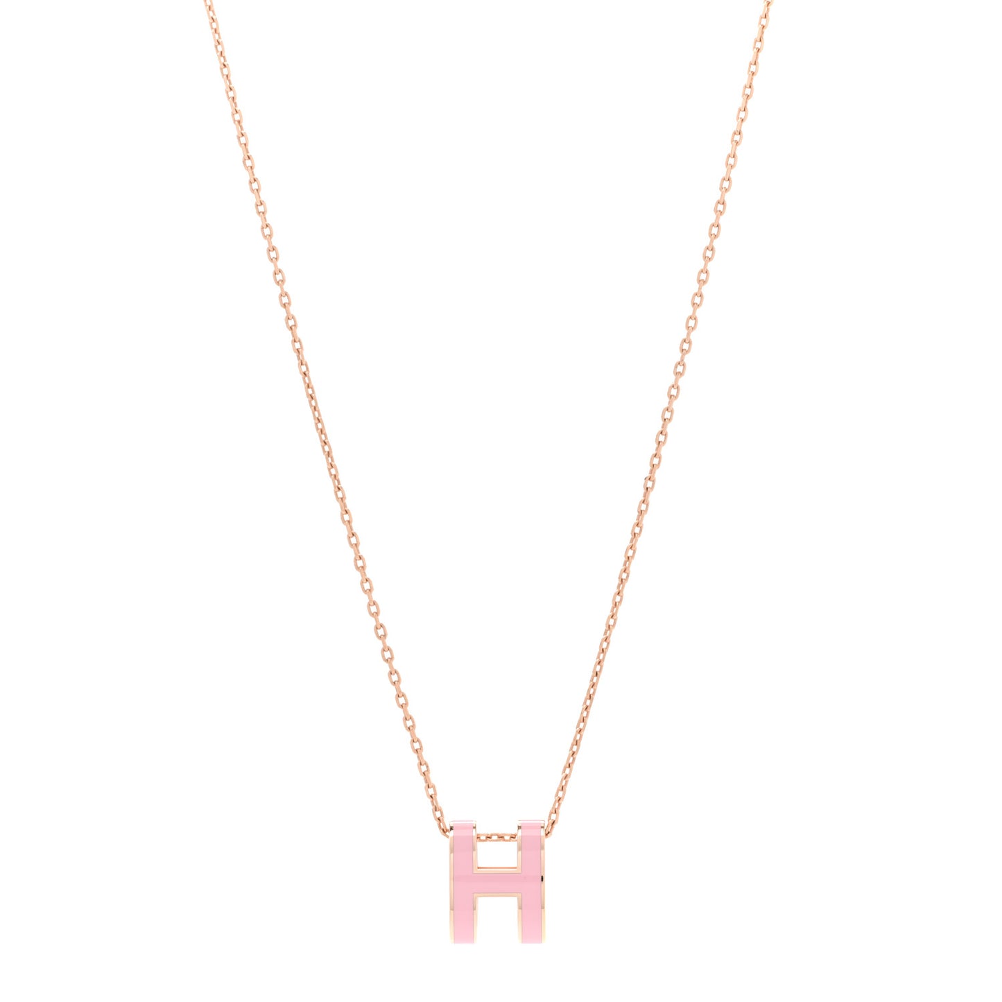 Lacquered Rose Gold Pop H Pendant Necklace Rose Dragee