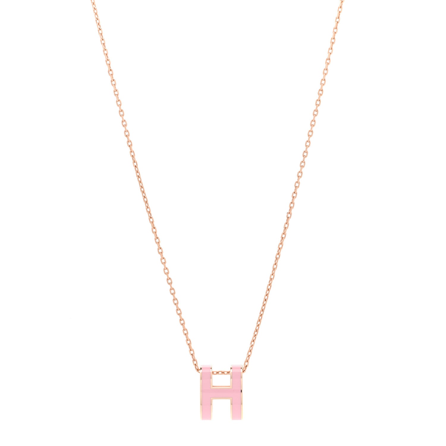 Hermes Lacquered Rose Gold Pop H Pendant Necklace Rose Dragee 1 of 8