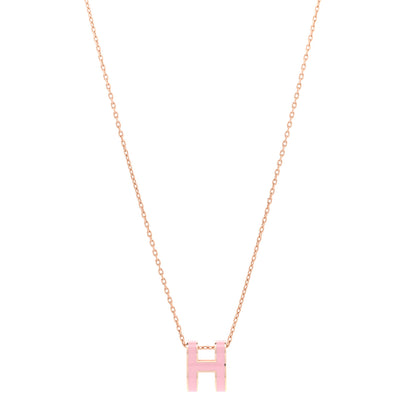 Hermes Lacquered Rose Gold Pop H Pendant Necklace Rose Dragee 1 of 8
