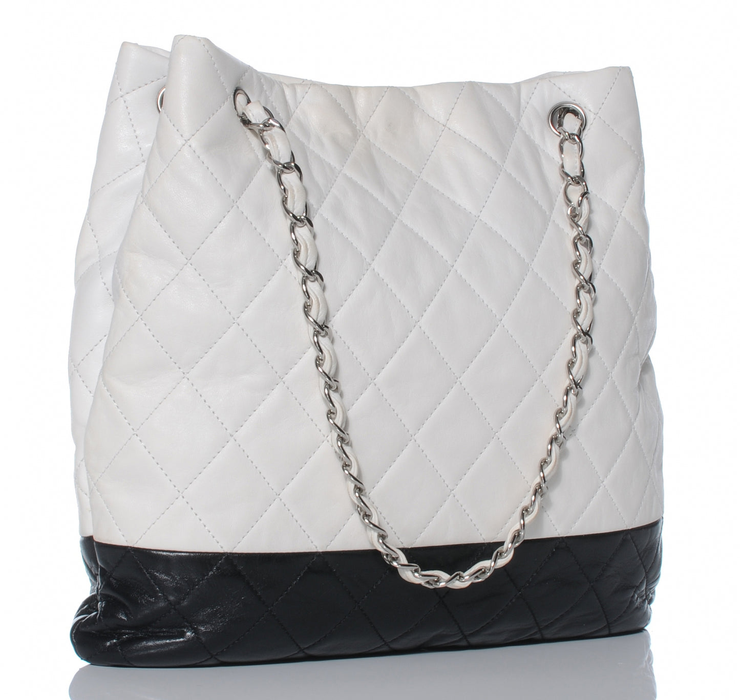 Lambskin Quilted Shoulder Bag White Black