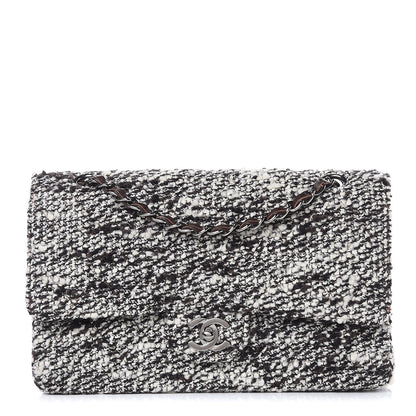 Chanel Tweed Quilted Medium Double Flap White Brown 1 of 10