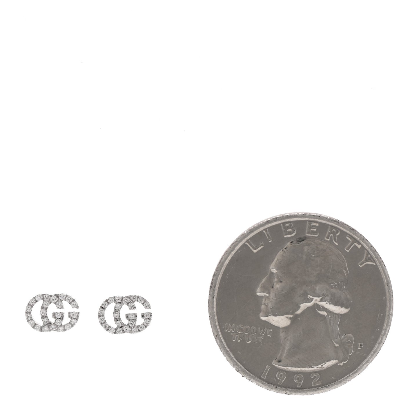 18K White Gold Diamond Mini Running G Earrings