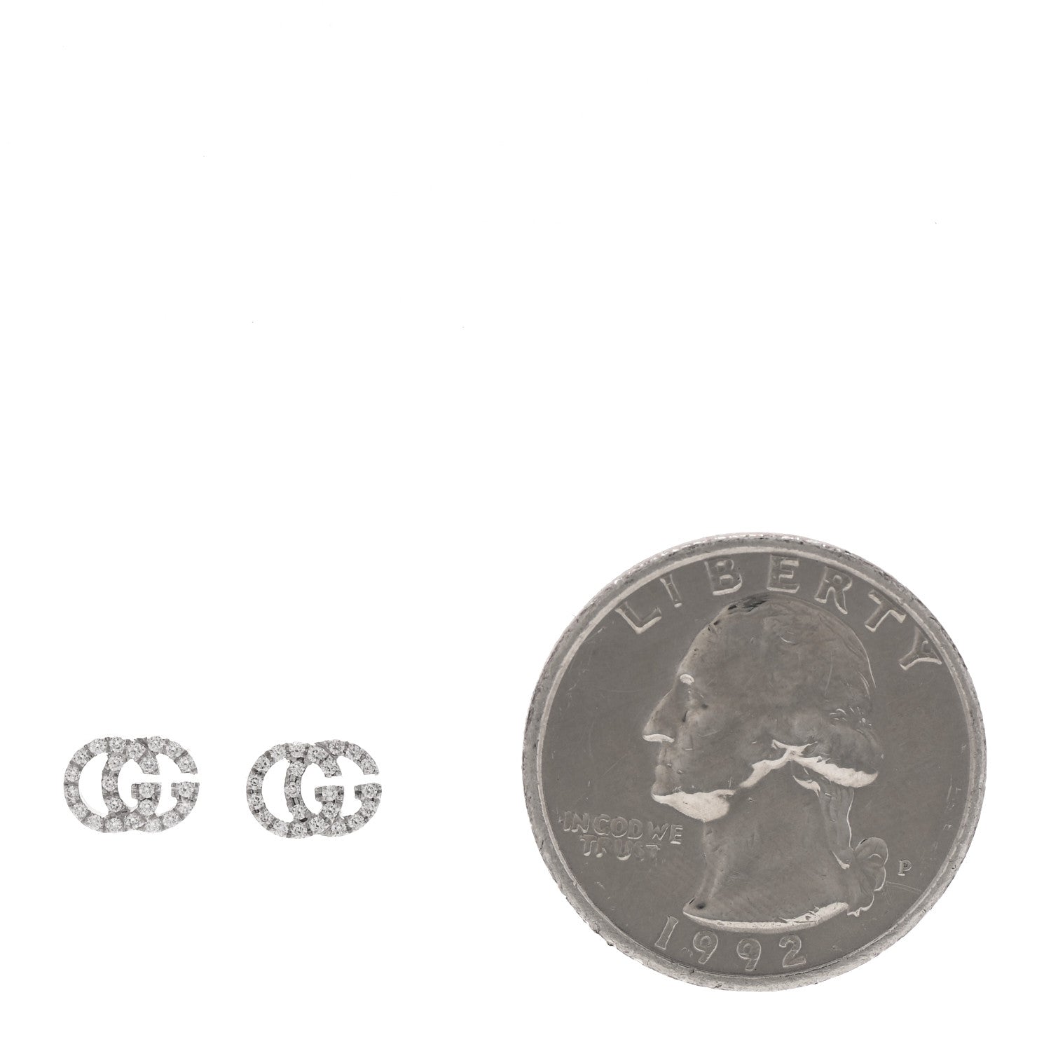 Gucci 18K White Gold Diamond Mini Running G Earrings 2 of 6