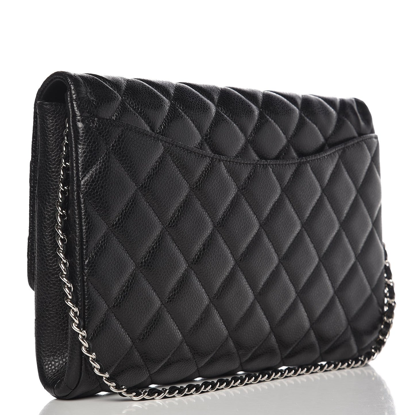 Caviar Quilted Clutch With Chain Flap Black