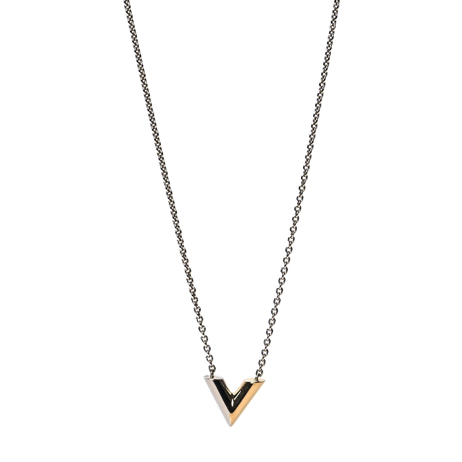 Louis Vuitton Essential V Necklace Silver Gold 1 of 4