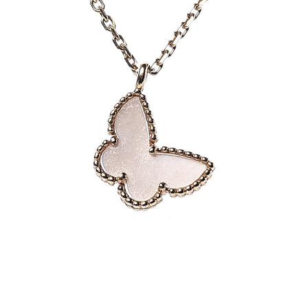 Van Cleef & Arpels 18K Yellow Gold Mother of Pearl Sweet Alhambra Butterfly Pendant Necklace 4 of 7