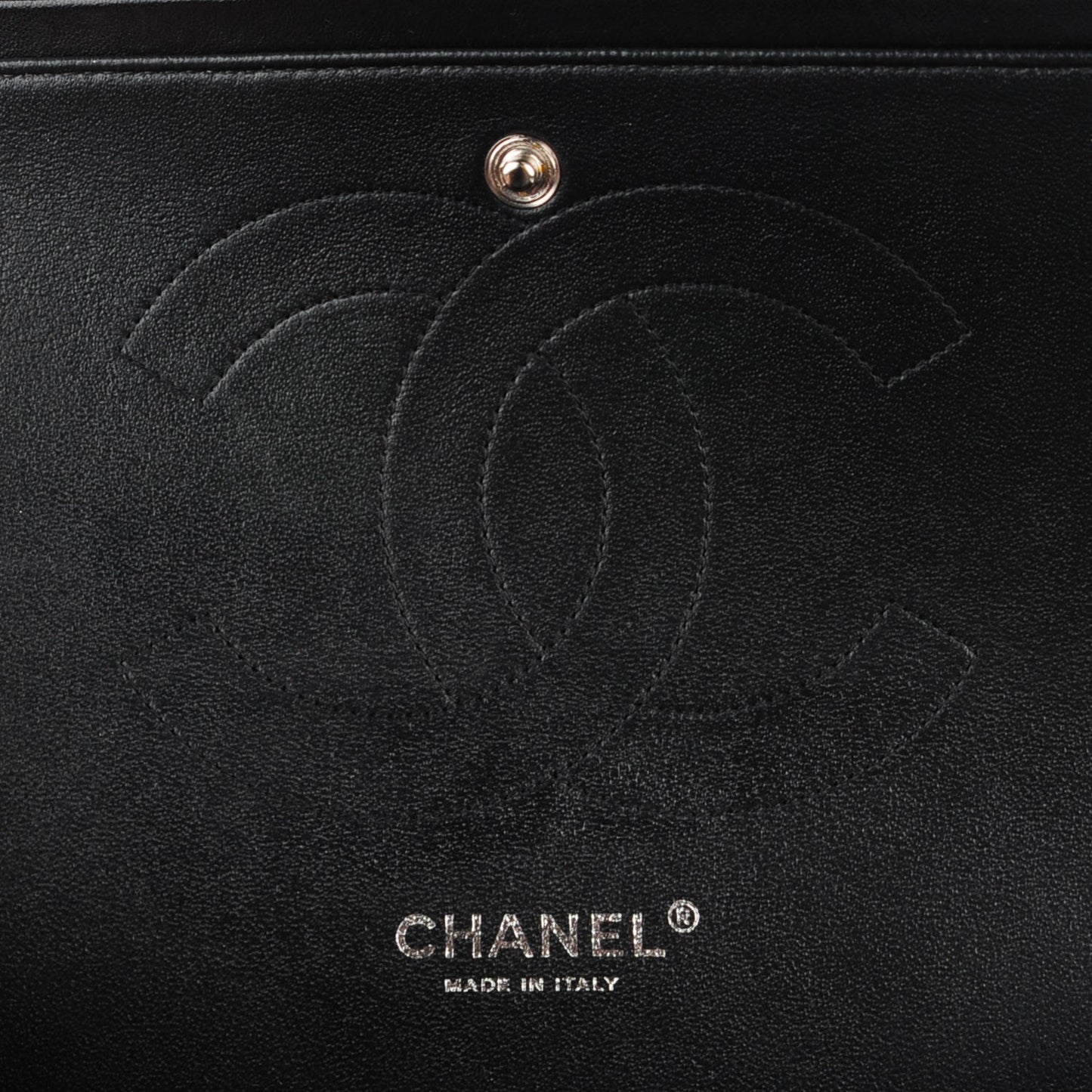 Lambskin Chevron Quilted Jumbo Double Flap So Black