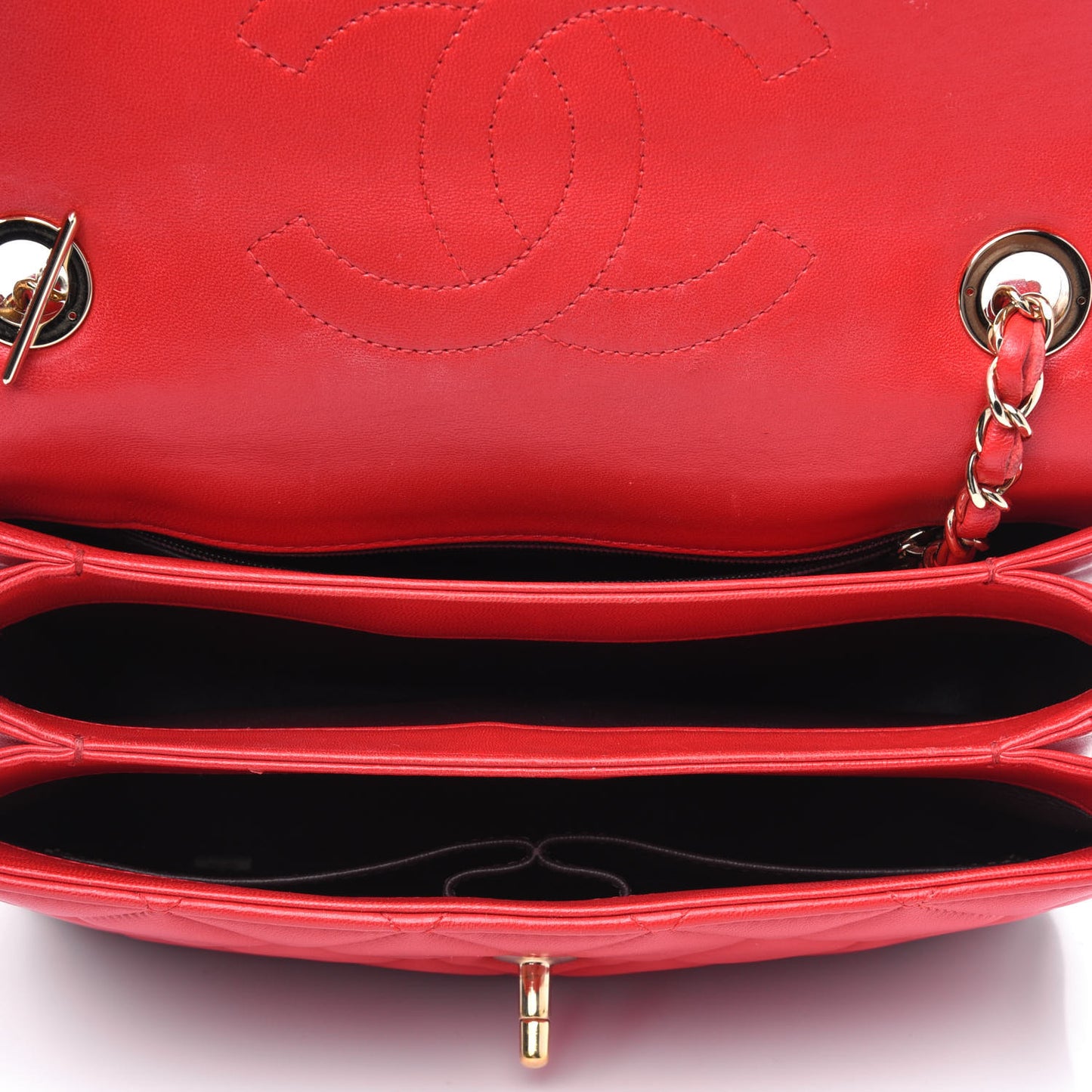 Lambskin Quilted Small Trendy CC Flap Dual Handle Bag Red