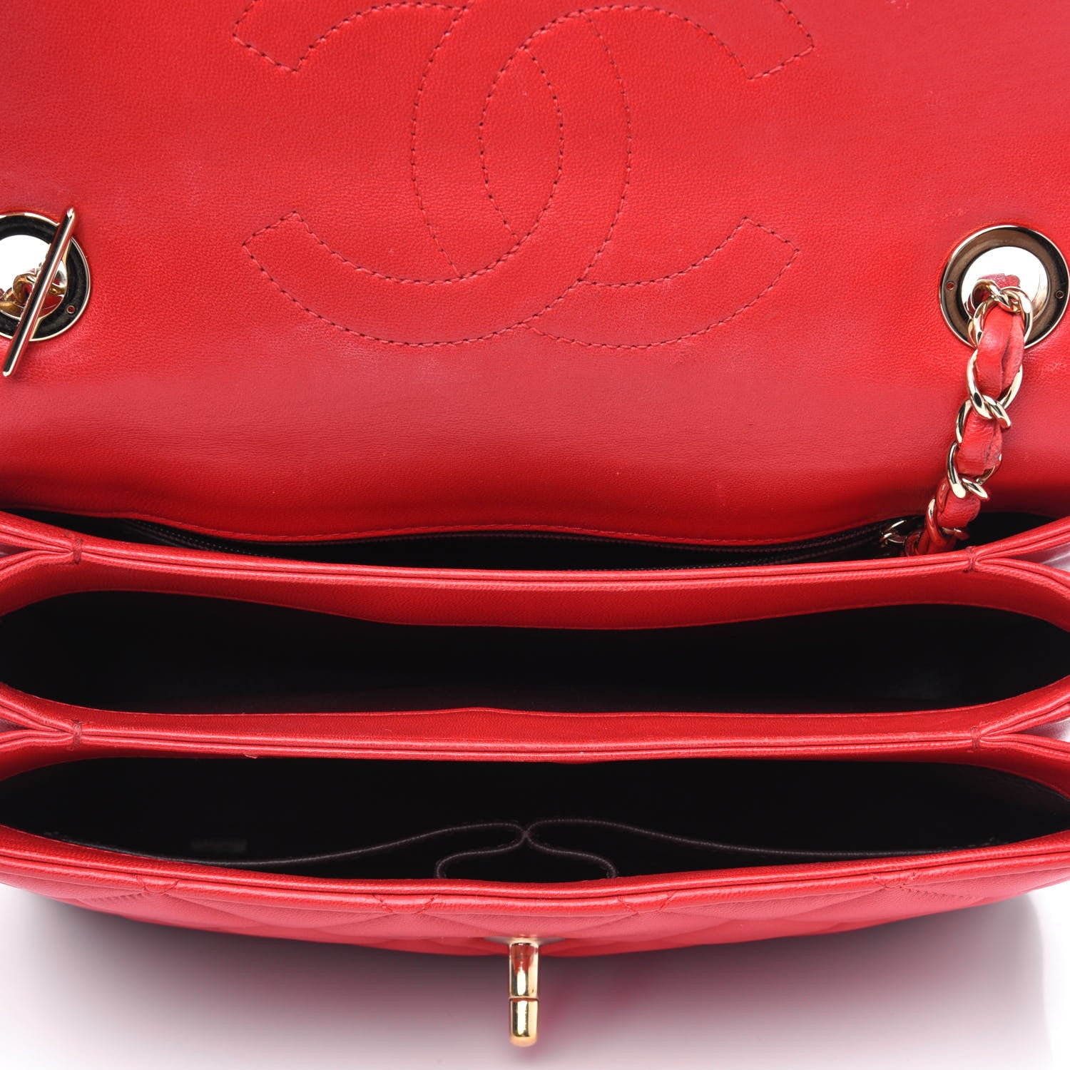 Chanel Lambskin Quilted Small Trendy CC Flap Dual Handle Bag Red 3 of 4
