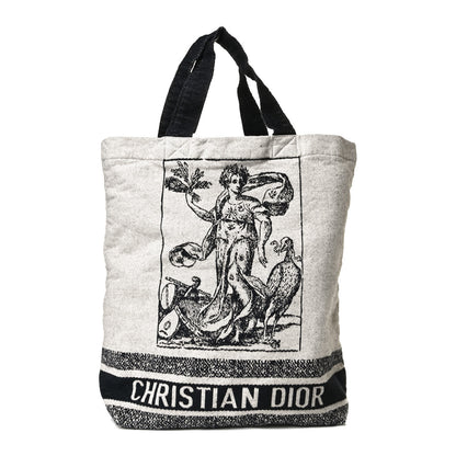 Christian Dior Canvas Print Cruise Tote Ivory Black 1 of 11