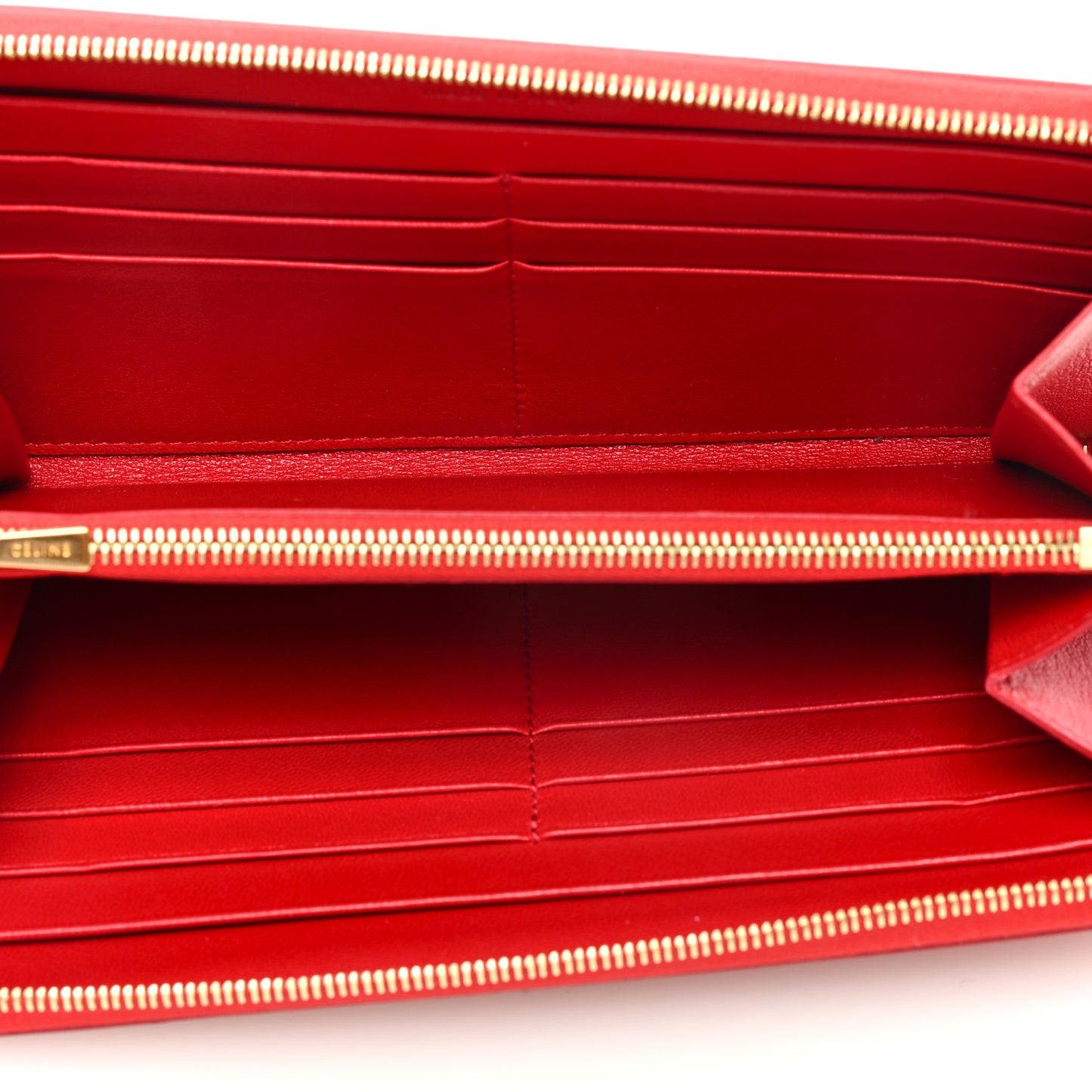 Lambskin Large Zip Around Multifunction Wallet Red