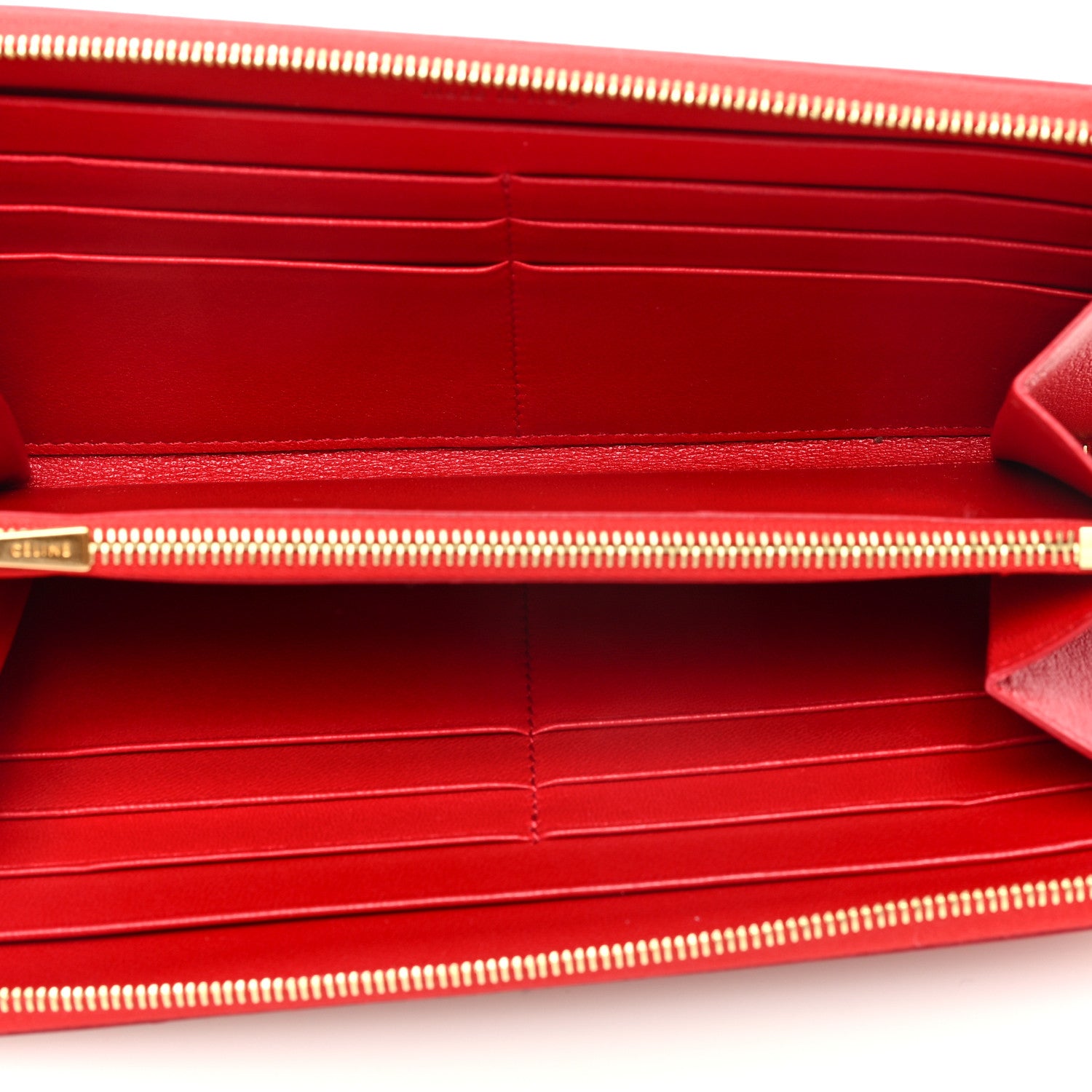 Celine Lambskin Large Zip Around Multifunction Wallet Red 5 of 7