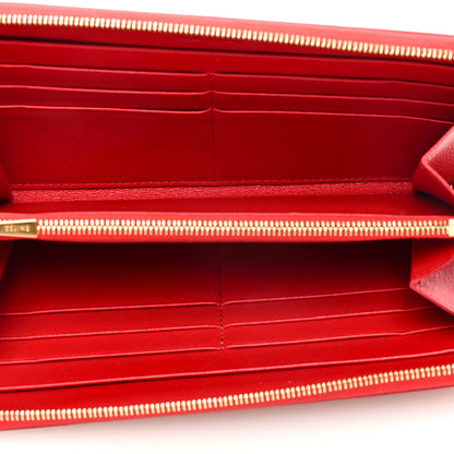 Celine Lambskin Large Zip Around Multifunction Wallet Red 5 of 7