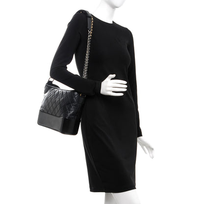 Chanel Aged Calfskin Quilted Medium Gabrielle Hobo Black 3 of 11