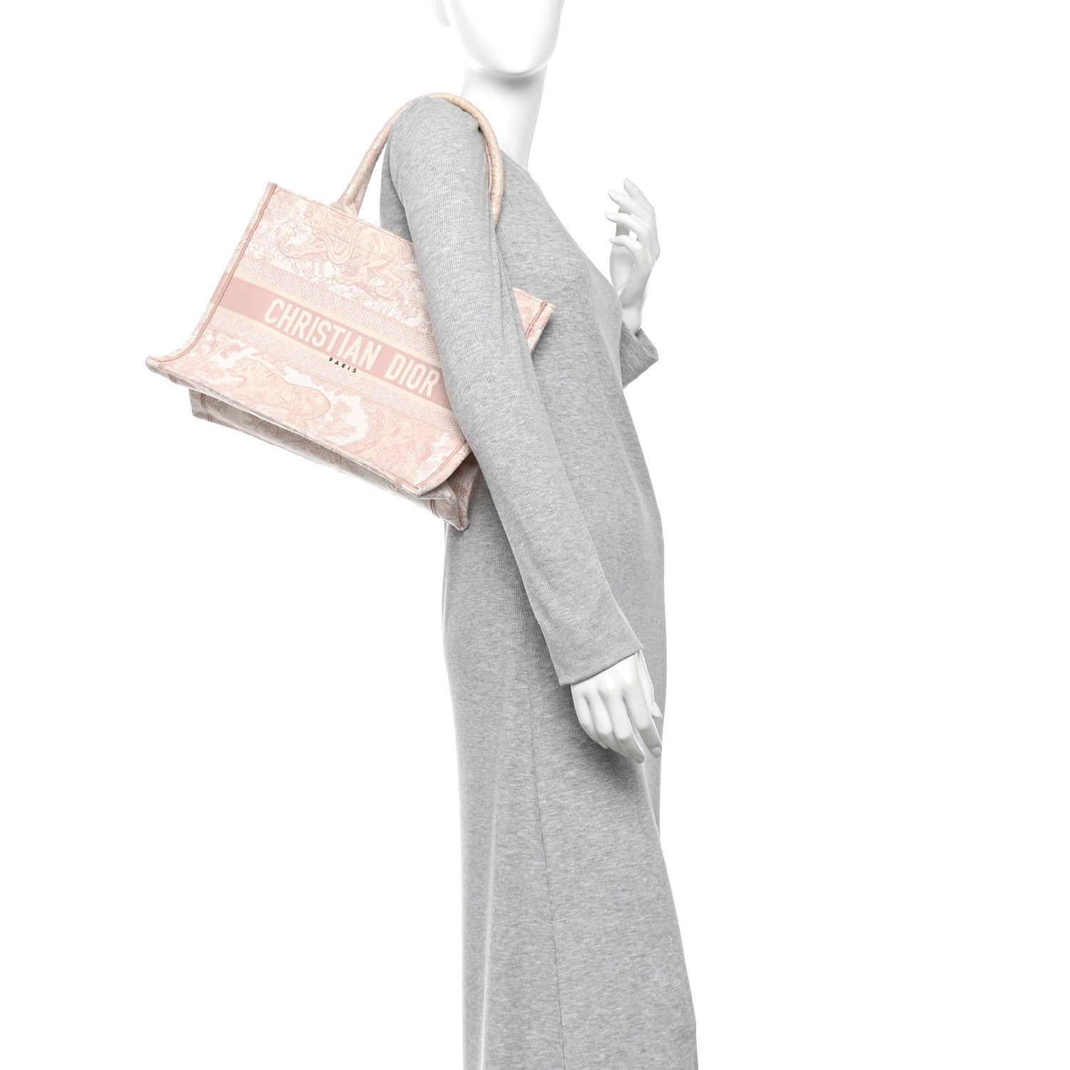 Christian Dior Canvas Toile De Jouy Embroidered Medium Book Tote Pink 2 of 12