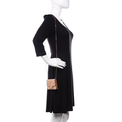 Fendi Vitello Termolagoon F is Fendi FF 1974 Embossed Geometric Flap Wallet On Chain Miele Scuro 2 of 10