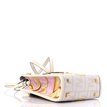 Fendi X VERSACE Calfskin Plexiglass Fendace FF Baroque Mini Fendi Sunshine Shopper Tote Gold Rosa White Ice Ciad 4 of 9