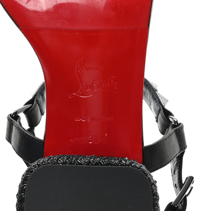 Christian Louboutin Waxed Calfskin Pyrasand 30mm Strappy Sandals 38 Black 7 of 9