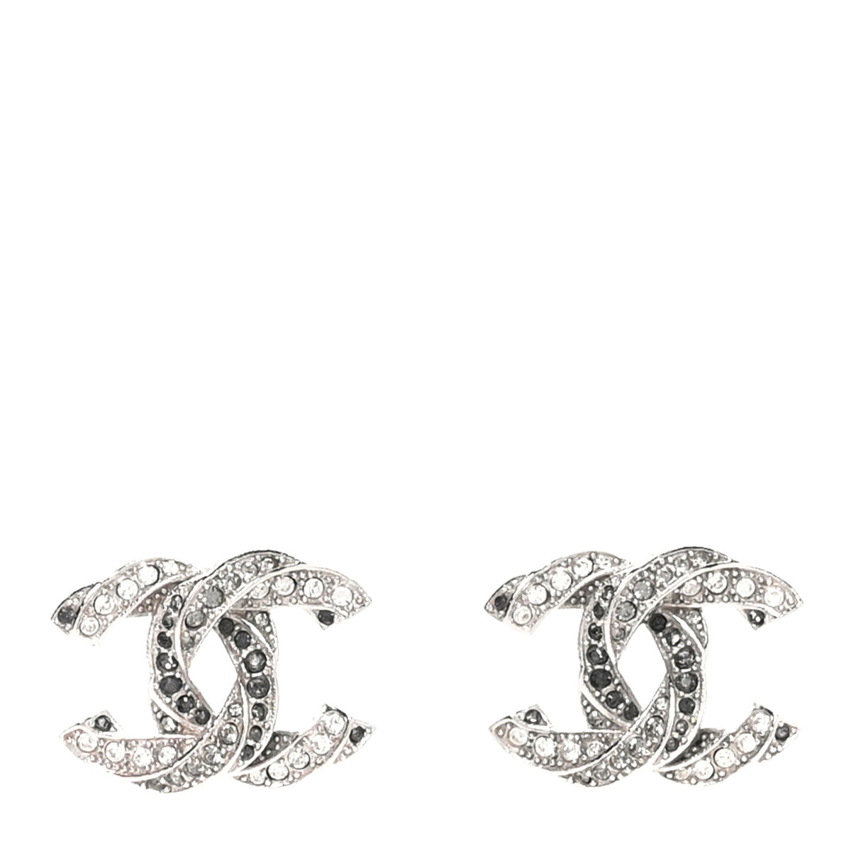 Crystal CC Twisted Earrings Silver