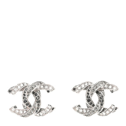 Chanel Crystal CC Twisted Earrings Silver 1 of 4
