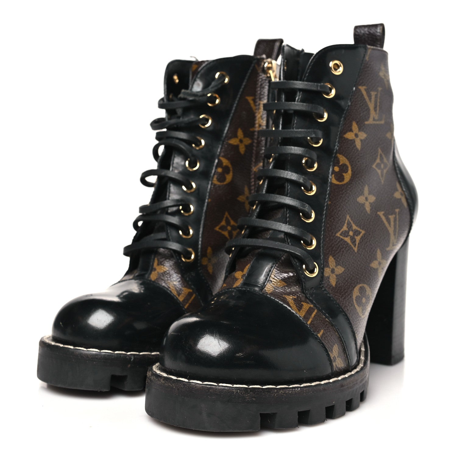 Louis Vuitton Patent Calfskin Monogram Star Trail Ankle Boots 38.5 Black 4 of 9