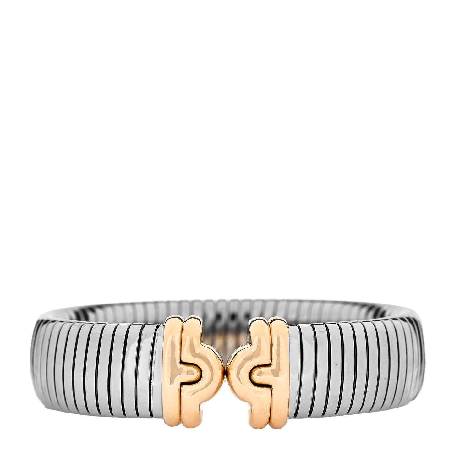 Stainless Steel 18K Yellow Gold Wide Tubogas Bracelet