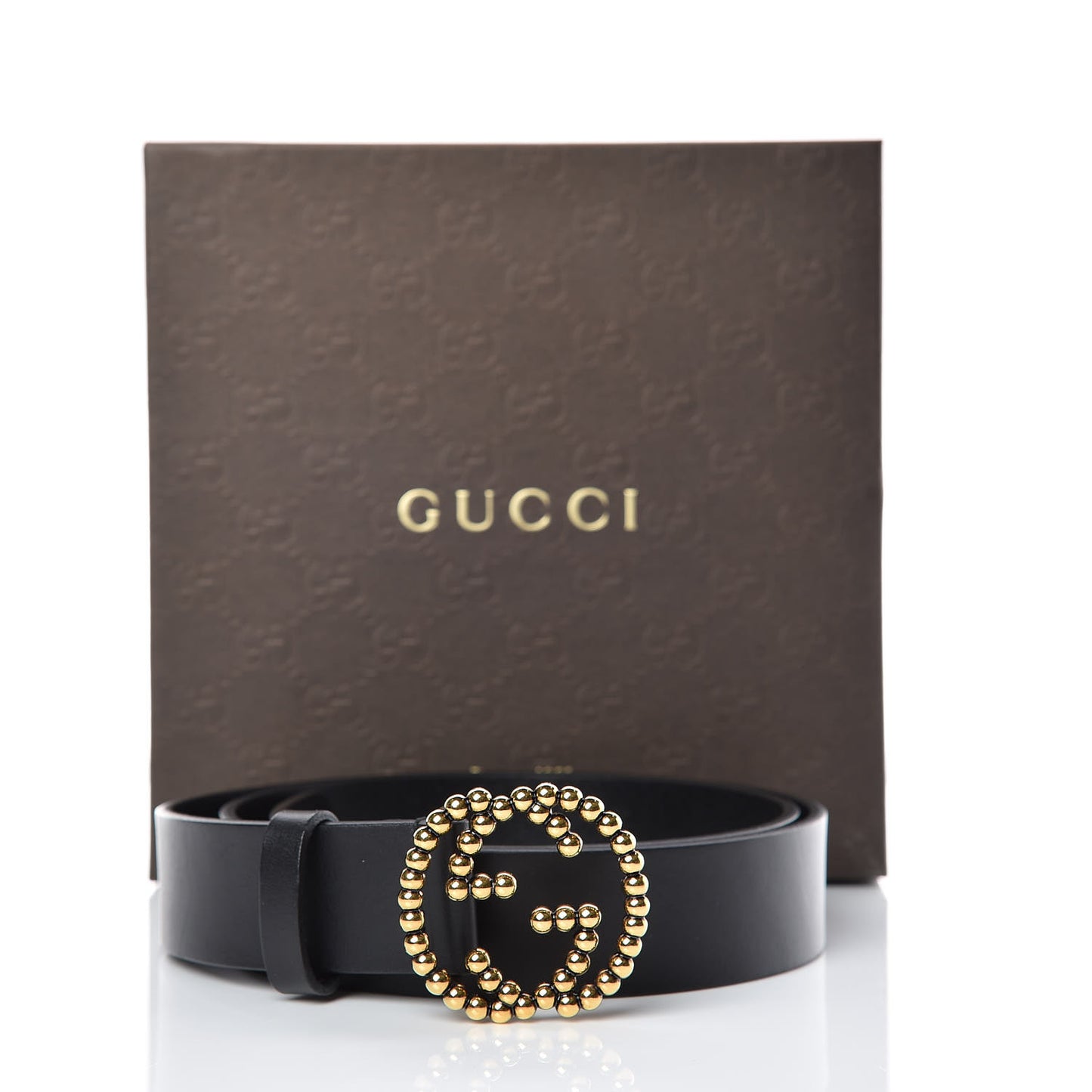 Margaux Calfskin Studded Interlocking G 30mm Belt 85 34 Black