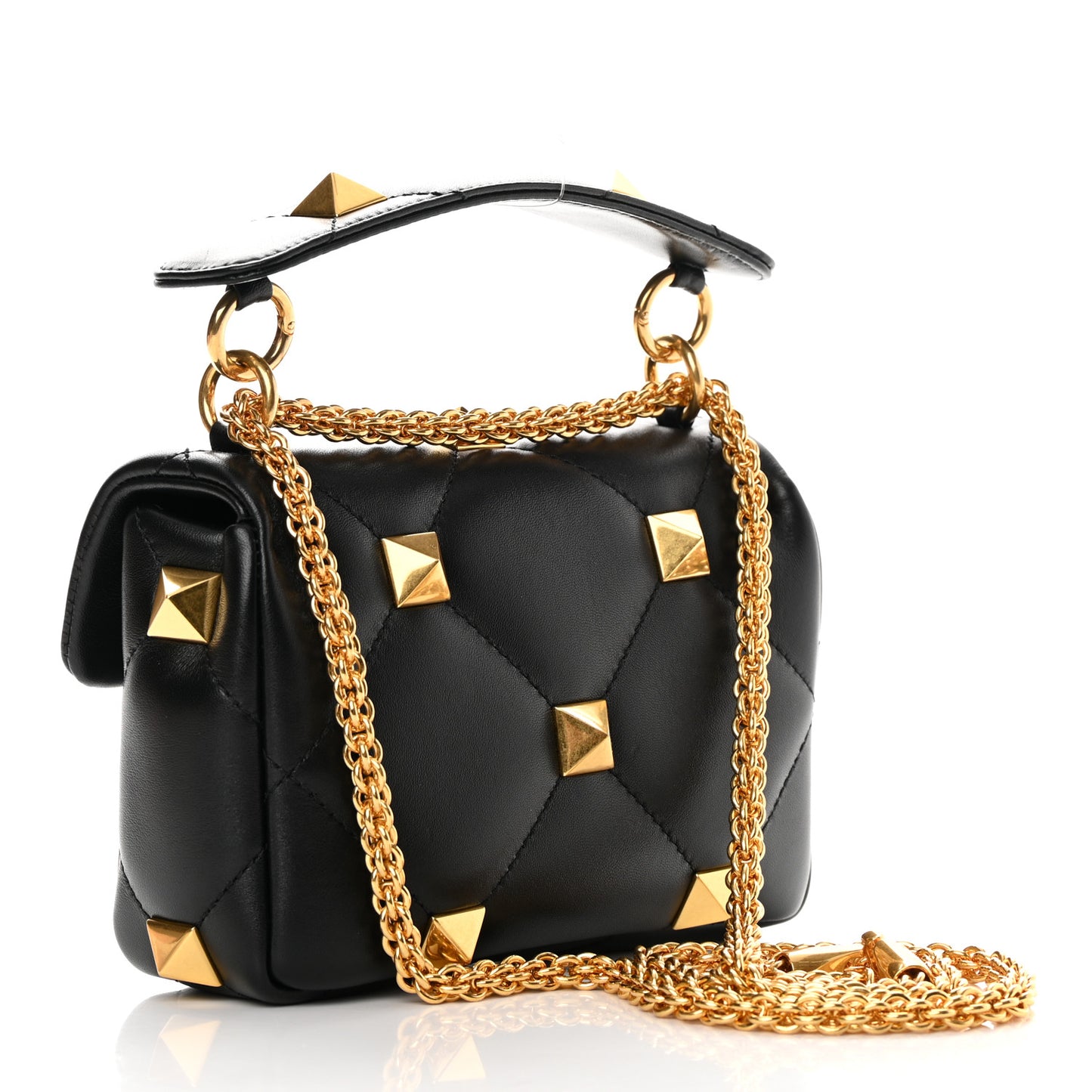 Nappa Small Roman Stud Shoulder Bag Black