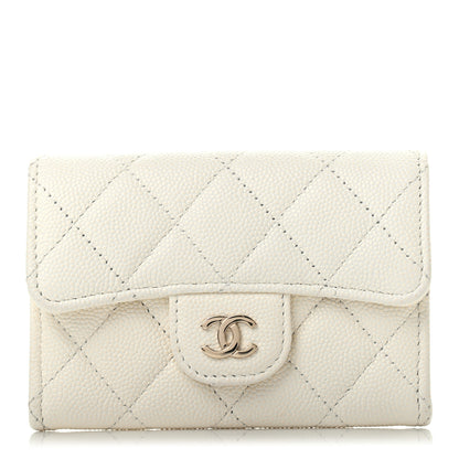 Chanel Caviar Quilted Flap Card Holder Wallet White 2 of 15