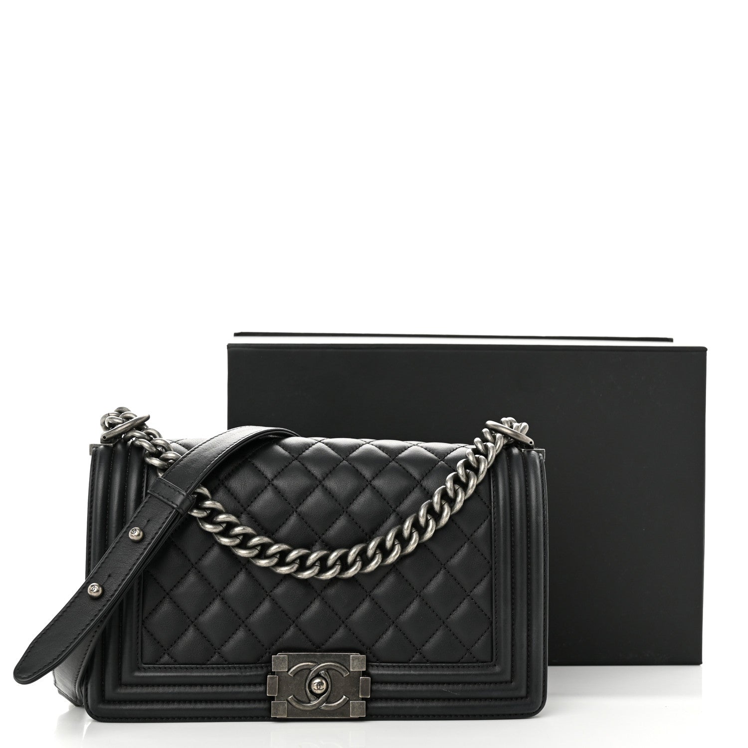 Chanel Calfskin Quilted Medium Boy Flap Black 12 of 12