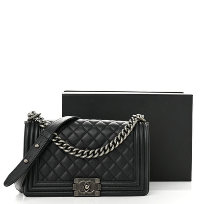 Chanel Calfskin Quilted Medium Boy Flap Black 12 of 12