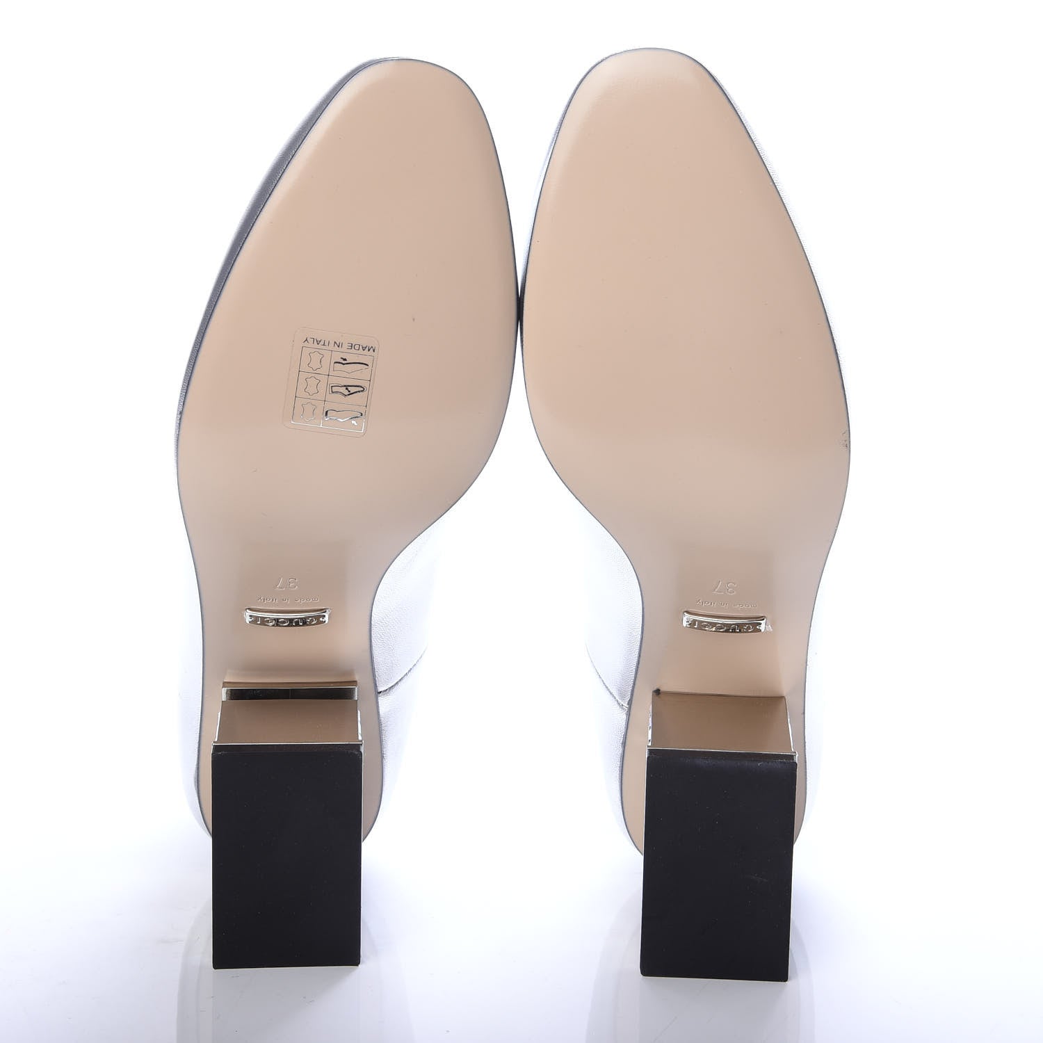 Gucci Metallic Nappa Crystal Square G Mid Heel Pumps 37 Silver 5 of 9
