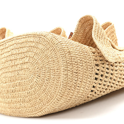 Loewe Raffia Calfskin Balloon Ruffles Bucket Bag Natural Tan 9 of 9