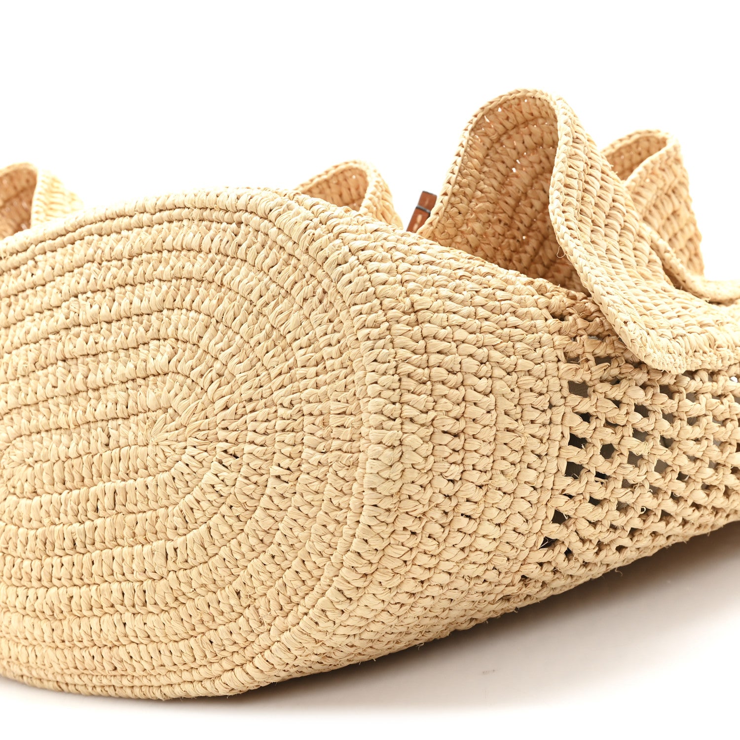Loewe Raffia Calfskin Balloon Ruffles Bucket Bag Natural Tan 9 of 9