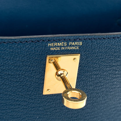 Hermes Chevre Mysore Mini Kelly Sellier 20 Bleu Saphir 6 of 14