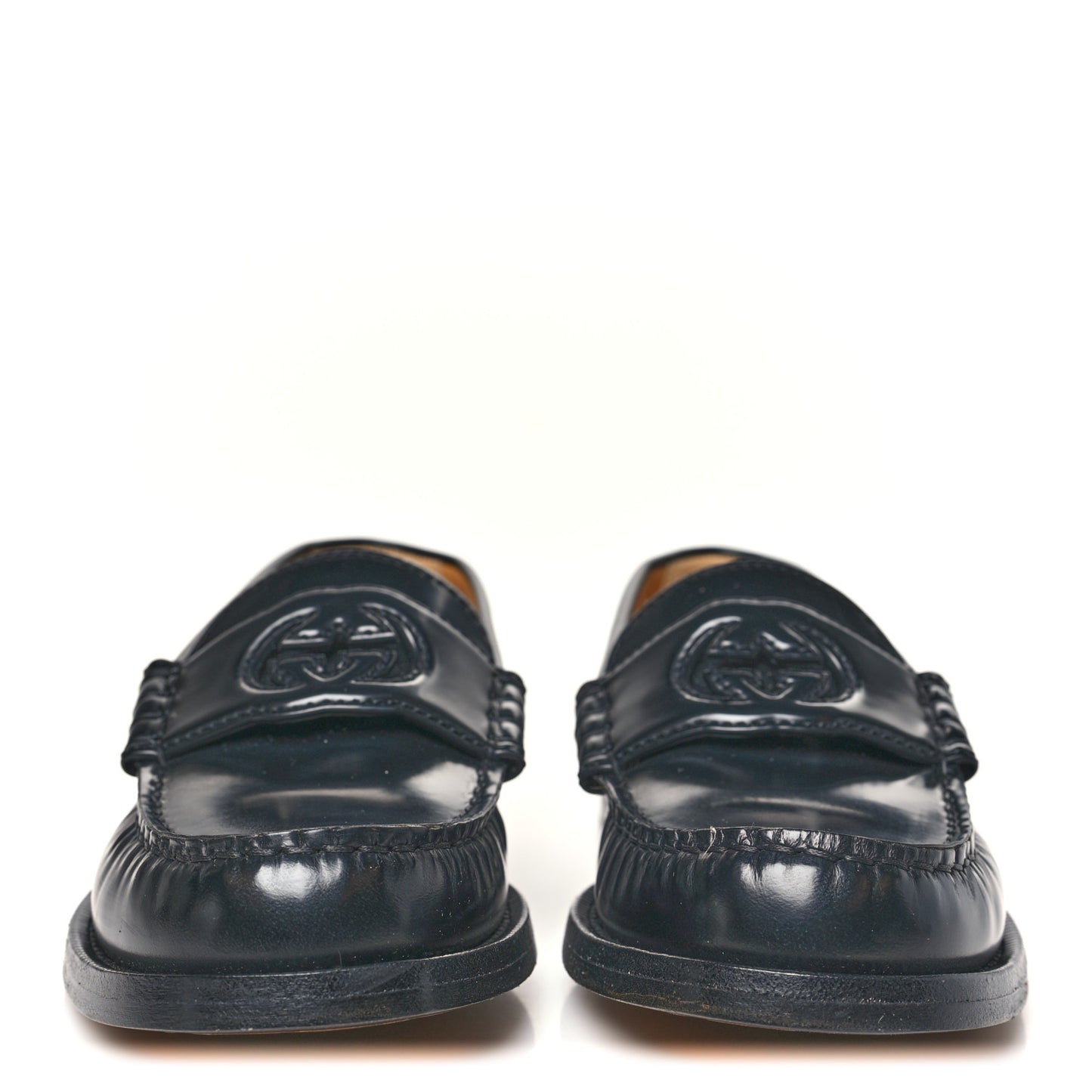 Millennial Ribot Cut Out Interlocking G Loafers 35.5 Black