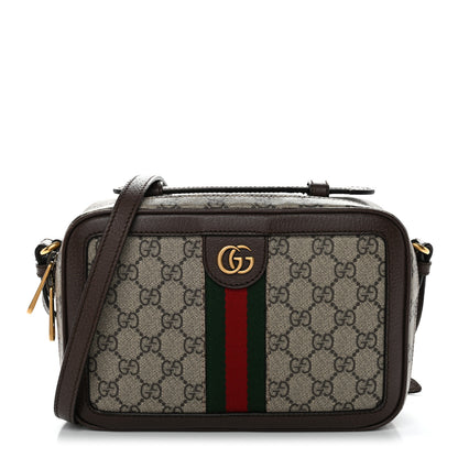 Gucci GG Supreme Monogram Web Small Ophidia Top Handle Shoulder Bag Brown 1 of 10