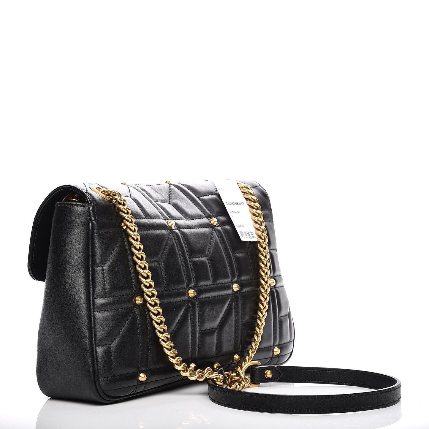 Calfskin Matelasse Studded Medium GG Marmont Shoulder Bag Black
